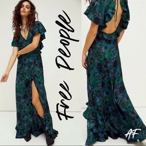 Free People Josephine Silk Maxi Dress Open Back NWT Size X-Small
